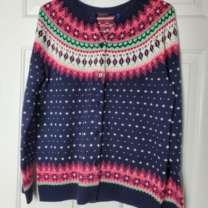 Talbots Fairisle Style Cardigan Size Medium
